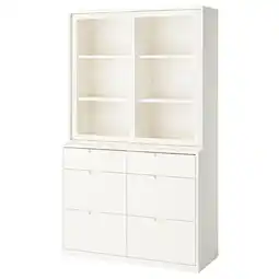 IKEA Tonstad Kommode, offwhite/glass, 121x47x206 cm tilbud