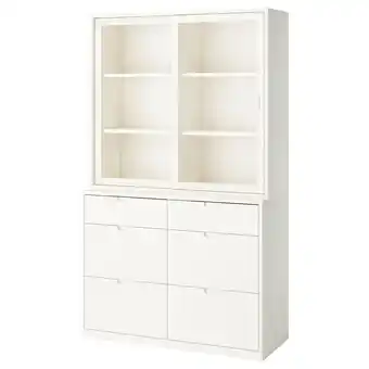 IKEA Tonstad Kommode, offwhite/glass, 121x47x206 cm tilbud