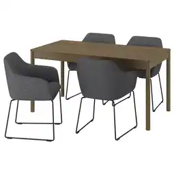 IKEA Tonstad / tossberg Bord og 4 stoler, brun eikefiner/gunnared mørk grå svart, 150x80 cm tilbud