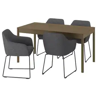 IKEA Tonstad / tossberg Bord og 4 stoler, brun eikefiner/gunnared mørk grå svart, 150x80 cm tilbud