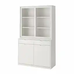 IKEA Tonstad Oppbevaringskombinasjon skyvedører, offwhite/klart glass, 120x47x201 cm tilbud