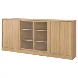 IKEA Tonstad Oppbevaring med skyvedører, eikefiner/klart glass, 284x37x120 cm tilbud