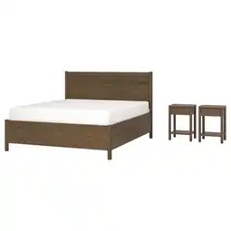 IKEA Tonstad Soveromsmøbler, 3 stk., inkl sengeoppbevaring/brun beiset eikefiner, 180x200 cm tilbud