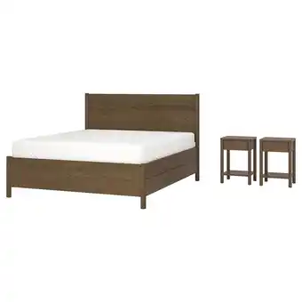 IKEA Tonstad Soveromsmøbler, 3 stk., inkl sengeoppbevaring/brun beiset eikefiner, 180x200 cm tilbud