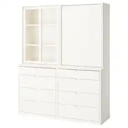 IKEA Tonstad Kommode, offwhite/glass, 164x47x206 cm tilbud