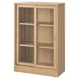 IKEA Tonstad Skap med skyvedører i glass, eikefiner, 82x37x120 cm tilbud
