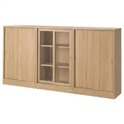 IKEA Tonstad Oppbevaring med skyvedører, eikefiner/klart glass, 245x37x120 cm tilbud