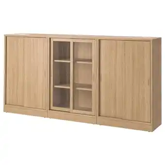 IKEA Tonstad Oppbevaring med skyvedører, eikefiner/klart glass, 245x37x120 cm tilbud