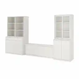 IKEA Tonstad Tv-møbel, kombinasjon, offwhite/klart glass, 377x47x201 cm tilbud
