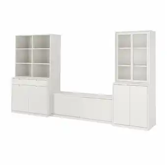 IKEA Tonstad Tv-møbel, kombinasjon, offwhite/klart glass, 377x47x201 cm tilbud