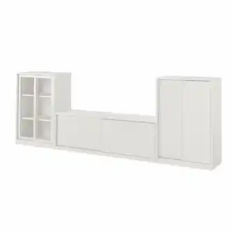 IKEA Tonstad tv/oppbev m skyvedører, offwhite/klart glass, 339x37x116 cm tilbud