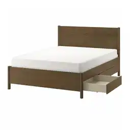 IKEA Tonstad Sengestamme med oppbevaring, brun beiset eikefiner/lönset, 180x200 cm tilbud