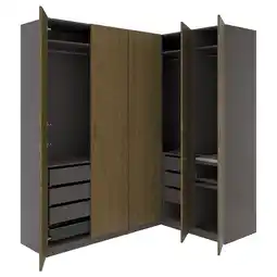 IKEA Pax / tonstad Garderobeskap, hjørneløsning, mørk grå/brun beiset eikefiner, 211/161x236 cm tilbud