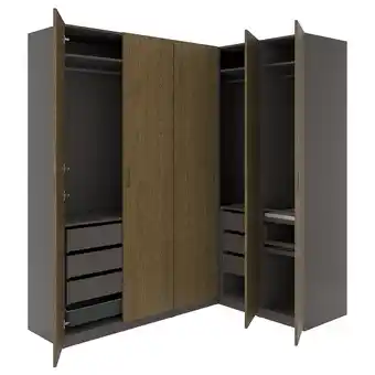 IKEA Pax / tonstad Garderobeskap, hjørneløsning, mørk grå/brun beiset eikefiner, 211/161x236 cm tilbud