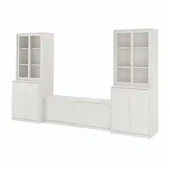 IKEA Tonstad Tv-møbel, kombinasjon, offwhite/klart glass, 339x47x201 cm tilbud