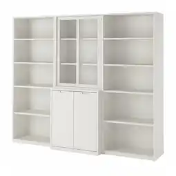 IKEA Tonstad Oppbevaringskombinasjon skyvedører, offwhite/klart glass, 243x47x201 cm tilbud