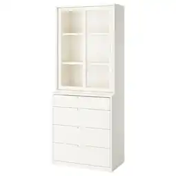 IKEA Tonstad Kommode, offwhite/glass, 82x47x206 cm tilbud