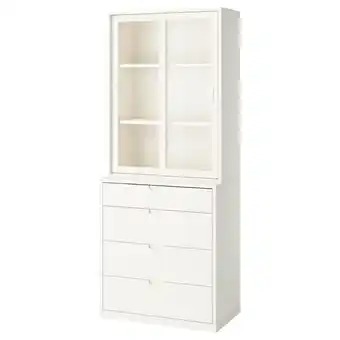 IKEA Tonstad Kommode, offwhite/glass, 82x47x206 cm tilbud