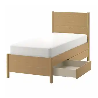 IKEA Tonstad Seng med skuffer, eikefiner, 90x200 cm tilbud