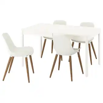 IKEA Tonstad Bord og 4 stoler, offwhite/hvit, 140/196x85 cm tilbud