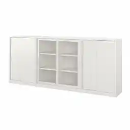 IKEA Tonstad Oppbevaring med skyvedører, offwhite/klart glass, 282x37x116 cm tilbud