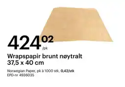 Storcash Wrapspapir brunt nøytralt 37,5 x 40 cm tilbud