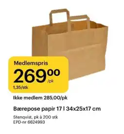 Storcash Bærepose papir 17 | 34x25x17 cm tilbud