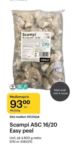 Storcash UNIL Scampi asc 16/20 easy peel tilbud