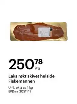 Storcash UNIL Laks røkt skivet helside fiskemannen tilbud