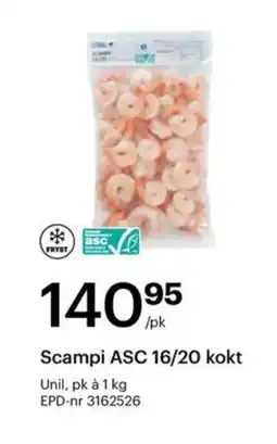 Storcash UNIL Scampi asc 16/20 kokt tilbud
