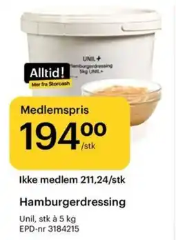 Storcash UNIL Hamburgerdressing tilbud