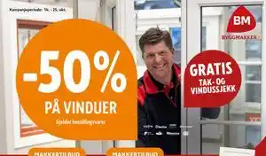 Byggmakker 50% PÅ VINDUER tilbud