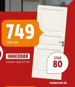 Byggmakker INNERDØR, NOK 749 tilbud