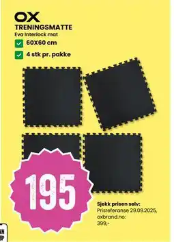 Sport Outlet TRENINGSMATTE, NOK 195 tilbud