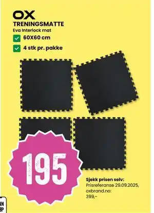 Sport Outlet TRENINGSMATTE, NOK 195 tilbud