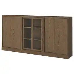 IKEA Tonstad Oppbevaring med skyvedører, brun beiset eikefiner/klart glass, 245x37x120 cm tilbud