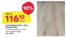 Byggmax Laminatgulv Eik 1-stav Trend 7 mm, NOK 116.1 tilbud