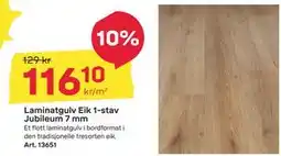 Byggmax Laminatgulv Eik 1-stav Jubileum 7 mm, NOK 116.1 tilbud