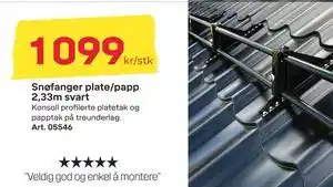 Byggmax Snøfanger plate/papp 2,33m svart, NOK 1099 tilbud