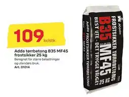 Byggmax Adda tørrbetong B35 MF45 frostsikker 25 kg, NOK 109 tilbud