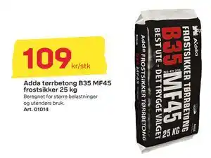 Byggmax Adda tørrbetong B35 MF45 frostsikker 25 kg, NOK 109 tilbud