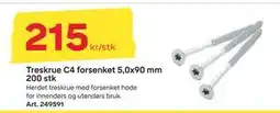 Byggmax Treskrue C4 forsenket 5,0x90 mm 200 stk, NOK 215 tilbud
