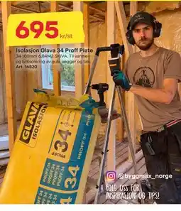 Byggmax Isolasjon Glava 34 Proff Plate, NOK 695 tilbud