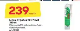 Byggmax Lim & byggfug TEC7 hvit 310 ml, NOK 239 tilbud