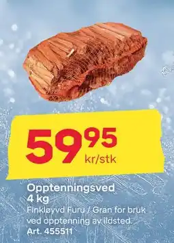 Byggmax Opptenningsved 4 kg, NOK 59.95 tilbud