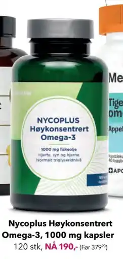 Apotek 1 Nycoplus Høykonsentrert Omega-3, 1000 mg kapsler, NOK 190 tilbud
