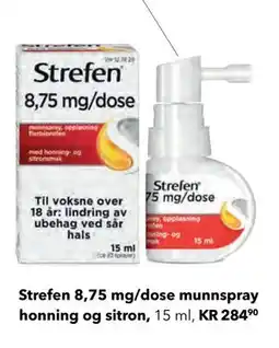 Apotek 1 Strefen 8,75 mg/dose munnspray honning og sitron, NOK 284.9 tilbud