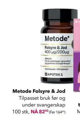 Apotek 1 Metode Folsyre & Jod, NOK 82.5 tilbud