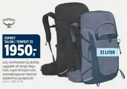 Sport 1 Osprey talon/tempest 33 sturer med lett oppakning og toppturer. tilbud