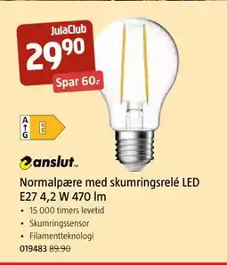 Jula Normalpære med skumringsrelé LED E27 4,2 W 470 lm, Medlemspris tilbud